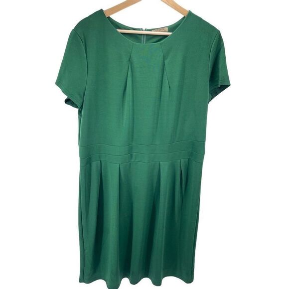 Acevog Womens Shift Dress Knee Length Pleated Cotton Stretch Green XXL - Picture 13 of 13